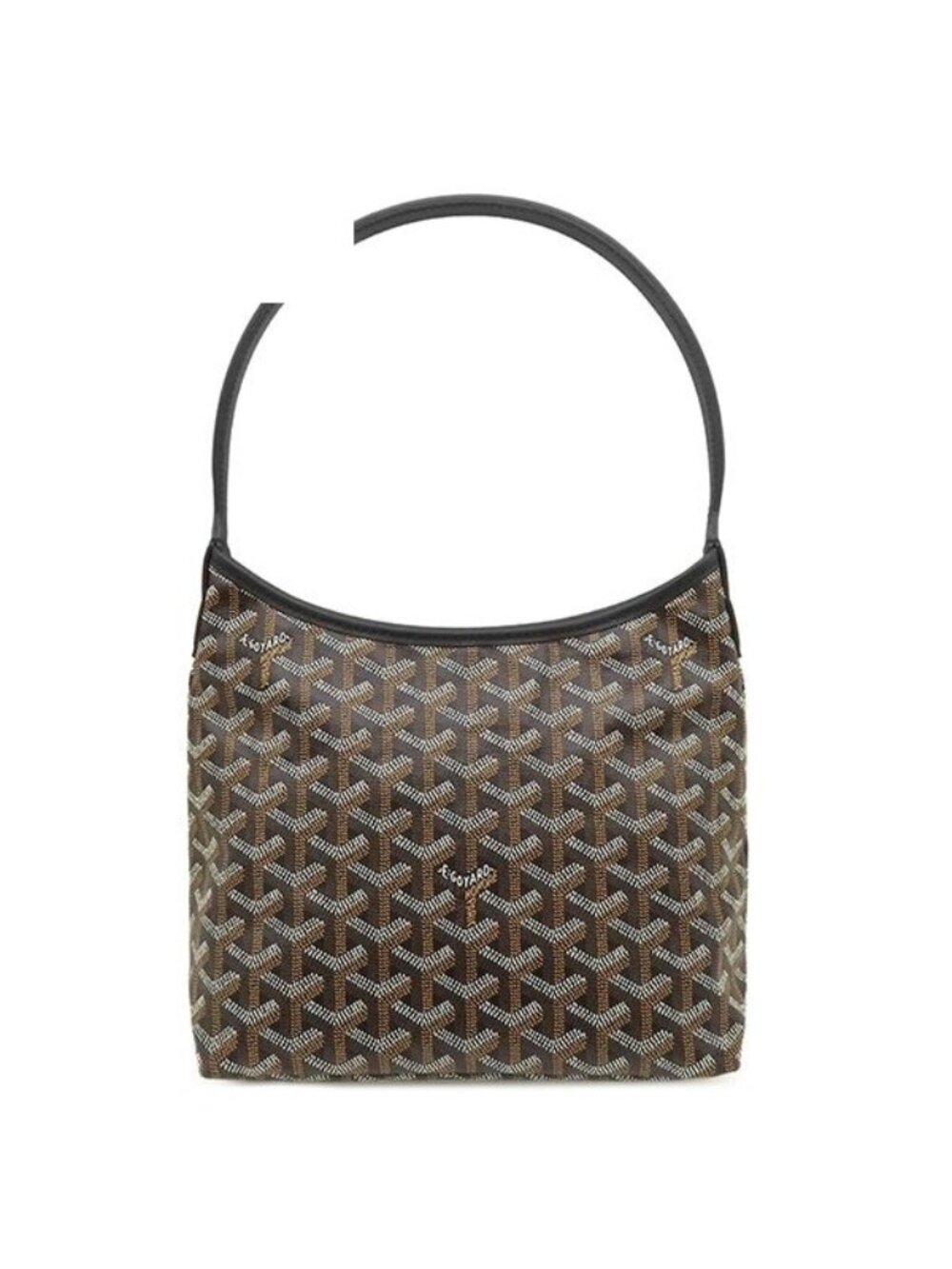 Goyard Shoulder Bag Boheme Hobo Canvas Goyardine Chevroche Black Herringbone